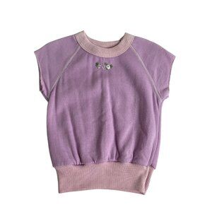 Vintage Ronnie Togs Short Sleeve Sweatshirt Girls Size Small 3-4 Floral Appliqué